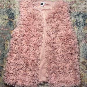 Girls fuzzy teddy pink vest size 10